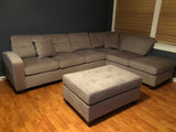 Emilio Collection Taupe Microfiber Sectional w/Reversible Chaise, Button Tufts & Drop Down Cup Holder