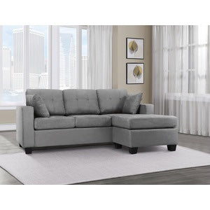 Lucky Collection Grey Sofa w/Reversible Chaise Lounge
