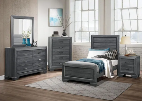 Beechnut Collection Rustic Grey Twin Bedroom Set w/Dovetail Drawers