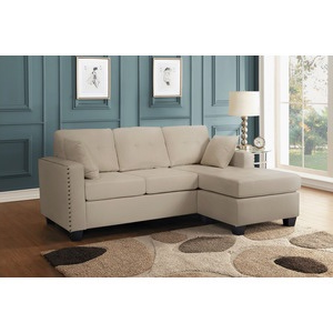 Lucky Collection Beige Sofa w/Reversible Chaise Lounge