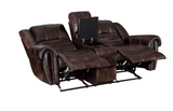 Center Hill Collection Rich Brown Leather Reclining 2pc Sofa & Loveseat Set
