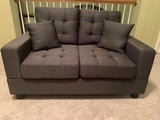 2pc Tufted Poly-Linen Sofa & Loveseat Living Room Set