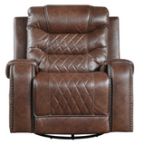 Putnam Collection Brown Leather Power Reclining 2pc or 3pc Set w/Traditional Nailhead Accent