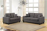 2pc Tufted Poly-Linen Sofa & Loveseat Living Room Set