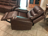 Putnam Collection Brown Leather Power Reclining 2pc or 3pc Set w/Traditional Nailhead Accent