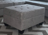 Button Tufted Light Grey Sectional w/Reversible Chaise Lounge
