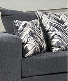 Charcoal grey sofa and love seat with decorative pillows- new