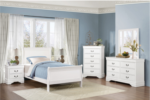 Mayville Collection White Twin Sleigh Bedroom Set