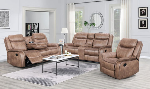 Abigail2 Brown - Reclining Set with USB