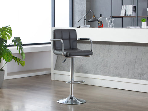 Grey Adjustable Bar Stools with Arms