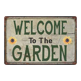 【YZFQ 】Welcome to the Garden  Decorative Signs Plaque Metal Vintage Wall Bar Home Art Retro Farmhouse  Decor 30X20CM DU-7761B