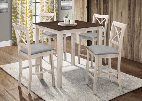 Tahoe Collection 5pc Pub Table w/4 Chairs (Antique White)