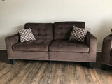 Chocolate Brown Tufted Fabric Sofa Set - Olivia Collection