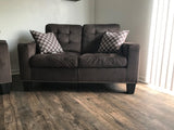 Chocolate Brown Tufted Fabric Sofa Set - Olivia Collection