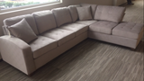 Emilio Collection Taupe Microfiber Sectional w/Reversible Chaise, Button Tufts & Drop Down Cup Holder
