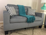 Lantana Collection Grey Tufted Fabric Sofa & Loveseat w/Nailhead Trim