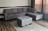 Matson Collection Grey Sectional w/Reversible Chaise & Drop Down Cup Holders