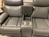 Soft grey leather reclining sectional with cup holders