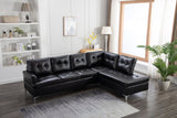 Vintage Collection Black Tufted Sectional w/Chaise Lounge